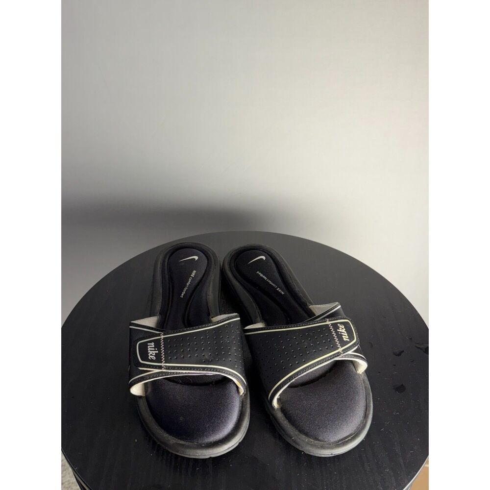 Nike Comfort Footbed Black White Adjustable Slides Women’s 10